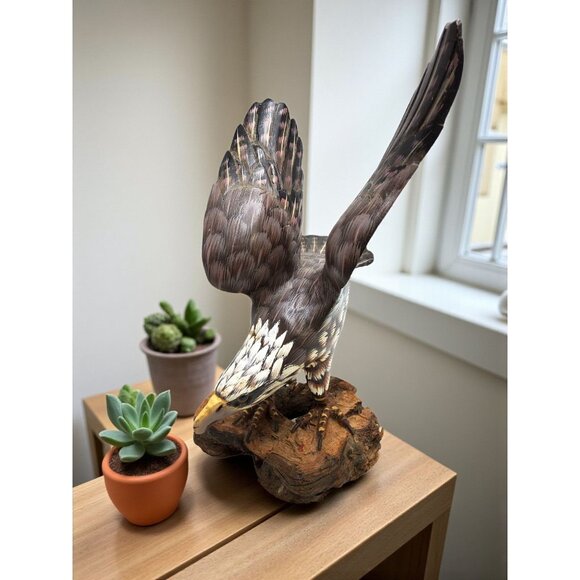 vintage hand crafted and painted wooden american eagle statue/figurine - Picture 2 of 10